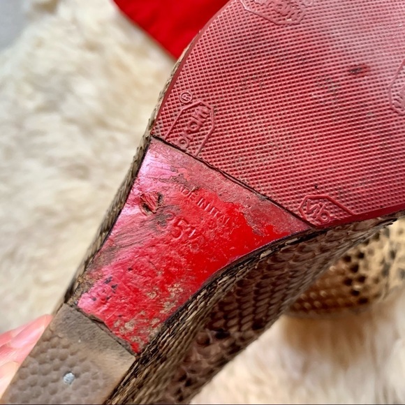 Christian Louboutin Python Snake Leather Ron Ron Wedge Pumps  Heels Shoes - Picture 9 of 13
